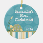 Sunny Turtle Pond Lake Gepersonaliseerde naam Orna Keramisch Ornament (Voorkant)