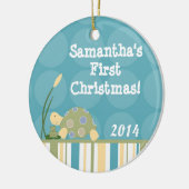 Sunny Turtle Pond Lake Gepersonaliseerde naam Orna Keramisch Ornament (Links)