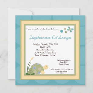 Sunny Turtle Zee Life Snail Baby shower Invitation Kaart
