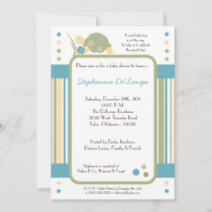 Sunny Turtle Zee Life Snail Baby shower Invitation Kaart