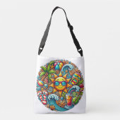 Sunny Vibes Tropical Beach Crossbody Tas (Achterkant)