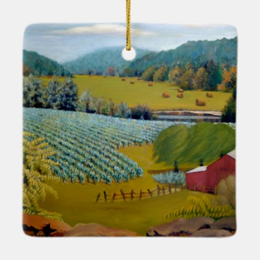 Sunny Vineyard Boerderij Keramisch Ornament (Achterkant)