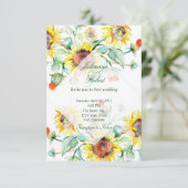 Sunny waterverf sunflower bruiloft kaart (Staand voorkant)