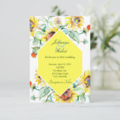 Sunny waterverf zonnebloemen bruiloft kaart (Staand voorkant)