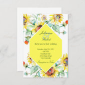 Sunny waterverf zonnebloemen bruiloft kaart (Voorkant / Achterkant)