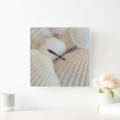 Sunny White Sea Shells, Summer Beach Exotic Clock Vierkante Klok (Huis)