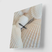 Sunny White Sea Shells, Summer Beach Exotic Clock Vierkante Klok (Hoek)