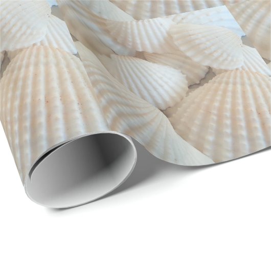 Sunny White Seashells, Summer Beach Exotic Cadeaupapier (Rol Hoek)