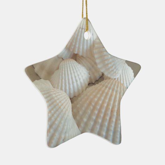 Sunny White Seashells, Summer Beach Exotic Keramisch Ornament (Rechts)