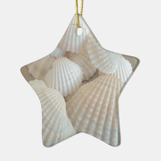 Sunny White Seashells, Summer Beach Exotic Keramisch Ornament (Links)