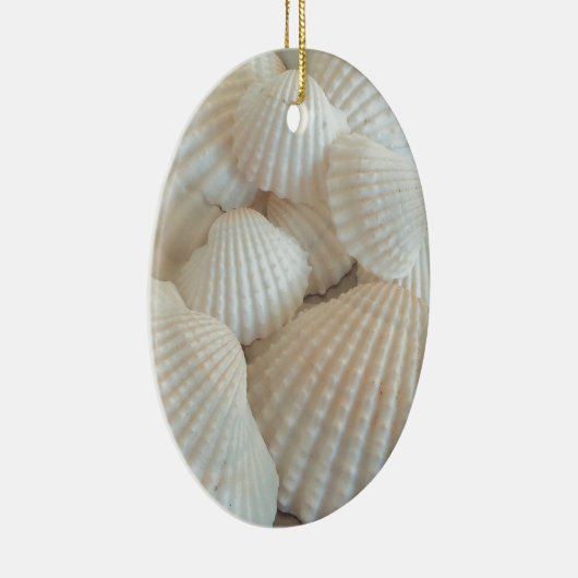 Sunny White Seashells, Summer Beach Exotic Keramisch Ornament (Rechts)