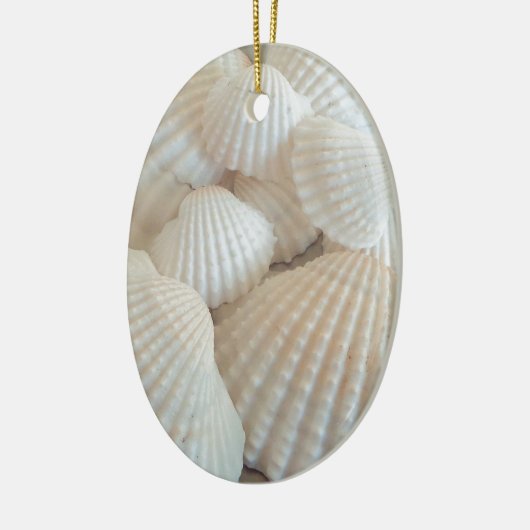 Sunny White Seashells, Summer Beach Exotic Keramisch Ornament (Links)