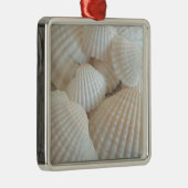 Sunny White Seashells, Summer Beach Exotic Metalen Ornament (Rechts)