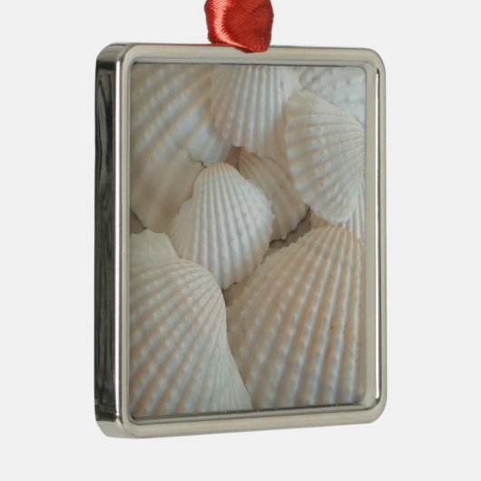 Sunny White Seashells, Summer Beach Exotic Metalen Ornament (Rechts)