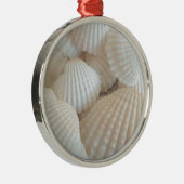 Sunny White Seashells, Summer Beach Exotic Metalen Ornament (Rechts)
