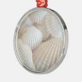 Sunny White Seashells, Summer Beach Exotic Metalen Ornament (Links)