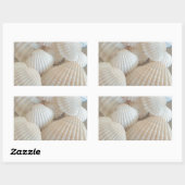 Sunny White Seashells, Summer Beach Exotic Rechthoekige Sticker (Vel)