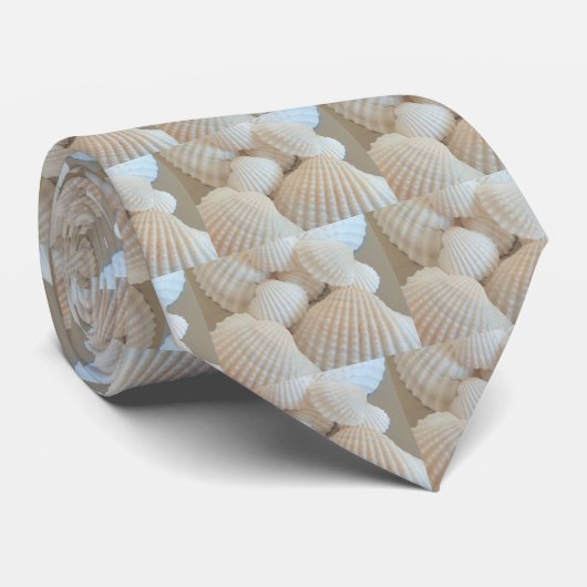 Sunny White Seashells, Summer Beach Exotic Stropdas (Opgerold)