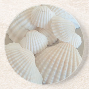 Sunny White Seashells, Summer Beach Exotic Zandsteen Onderzetter