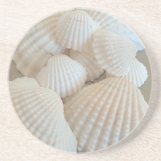 Sunny White Seashells, Summer Beach Exotic Zandsteen Onderzetter (Voorkant)