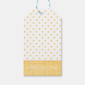 Sunny Whitewash Linen Yellow Polkadots Custom Text Cadeaulabel (Voorkant)