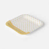 Sunny Whitewash Linen Yellow Polkadots Custom Text Papieren Bordje (Gebogen)