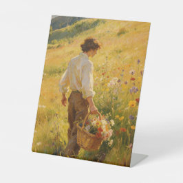 Sunny Wildflower Day Reclamebord Met Voetstuk