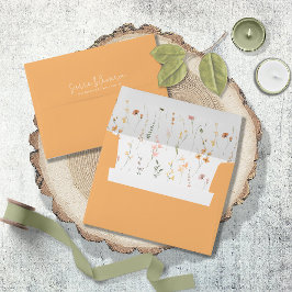 Sunny Wildflower Patroon Bruiloft Sinaasappel ID10 Envelop