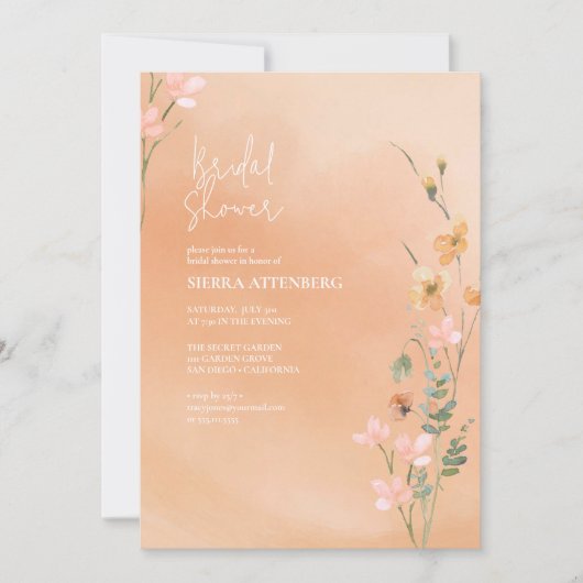 Sunny Wildflower Vrijgezellenfeest Perzik ID1023 Kaart (Voorkant)