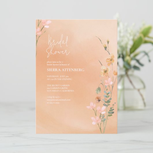 Sunny Wildflower Vrijgezellenfeest Perzik ID1023 Kaart (Staand voorkant)