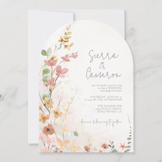 Sunny Wildflower Wedding Arch ID1023 Kaart (Voorkant)