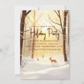 Sunny Winter Bossen en Deer Holiday Party Kaart (Voorkant)