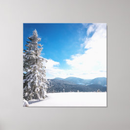 Sunny Winter Landscape of Snowdrifts Canvas Afdruk
