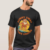 Sunny Xmas Down Under Surfing Santa Design T-shirt (Voorkant)