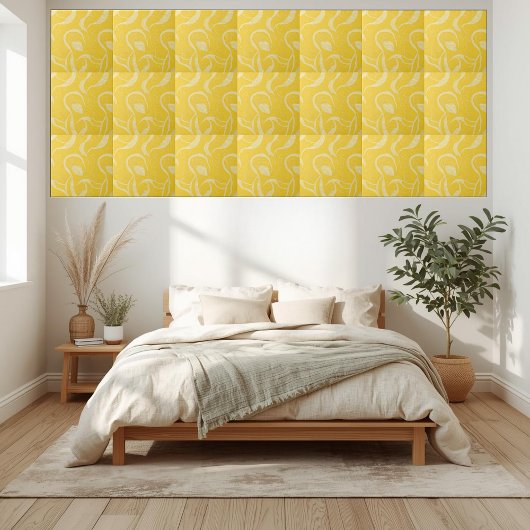Sunny Yellow Abstract Swirl Pattern Keramische Teg Tegeltje