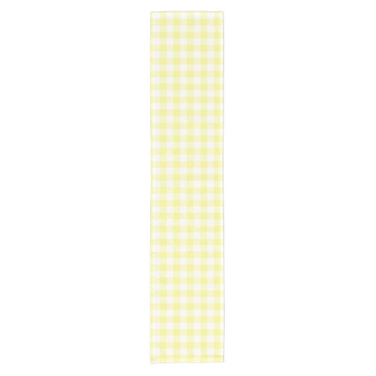 Sunny Yellow and White Gingham Table Runner Korte Tafelloper (Voorkant)