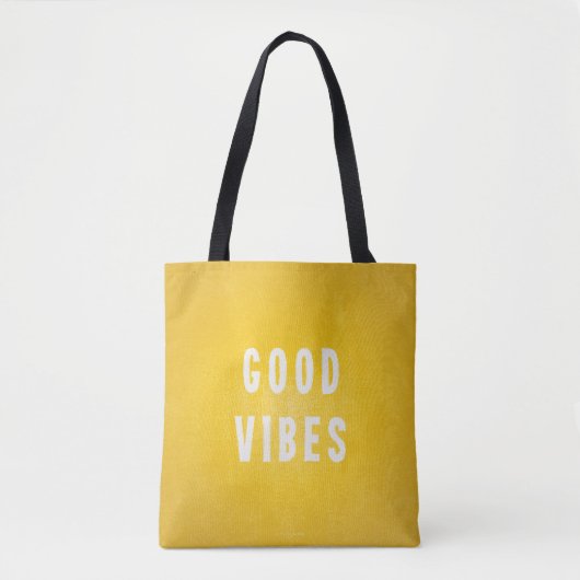 Sunny Yellow and White Good Vibes Vacation / Beach Tote Bag (Voorkant)