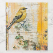 Sunny Yellow Bird Junk Journal II Wijn Etiket (Enkel label)