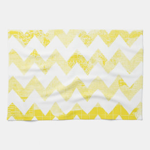 Sunny Yellow Chevrons op een gele kaart Theedoek