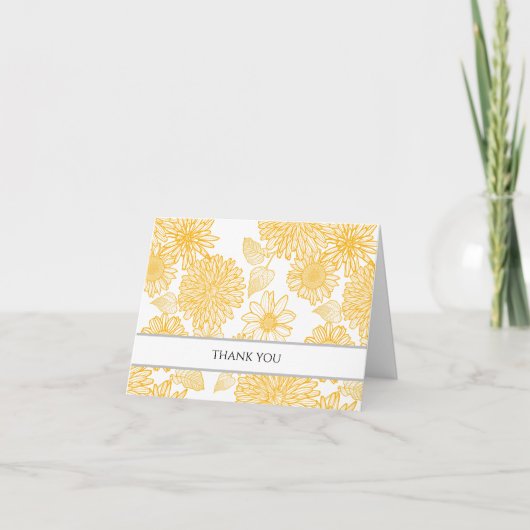 Sunny Yellow Dasies & Dahlias | Gevouwen Bedankkaart (Voorkant)