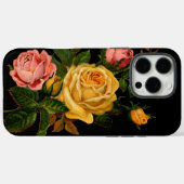 Sunny Yellow Elegance Floral Heirloom Rozen Zwart Case-Mate iPhone Case (Achterkant (horizontaal))