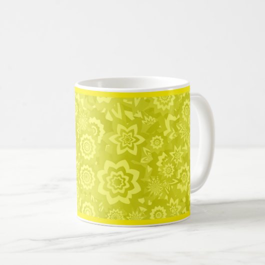Sunny Yellow Floral Achtergrond Koffie Mok (Voorkant rechts)