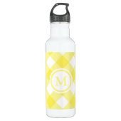 Sunny Yellow Gingham Monogram Waterfles (Voorkant)