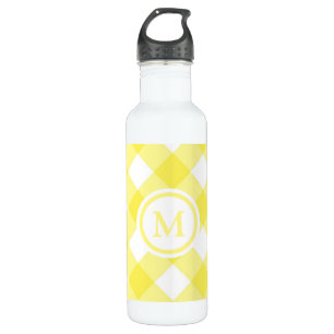 Sunny Yellow Gingham Monogram Waterfles