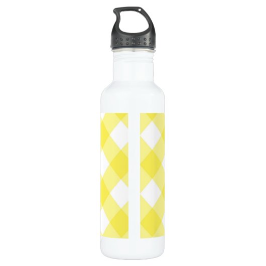 Sunny Yellow Gingham Monogram Waterfles (Achterkant)