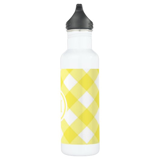 Sunny Yellow Gingham Monogram Waterfles (Rechts)
