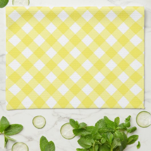 Sunny Yellow Gingham Pattern Theedoek (Gevouwen)