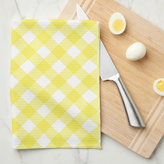 Sunny Yellow Gingham Pattern Theedoek (Quarter Fold)