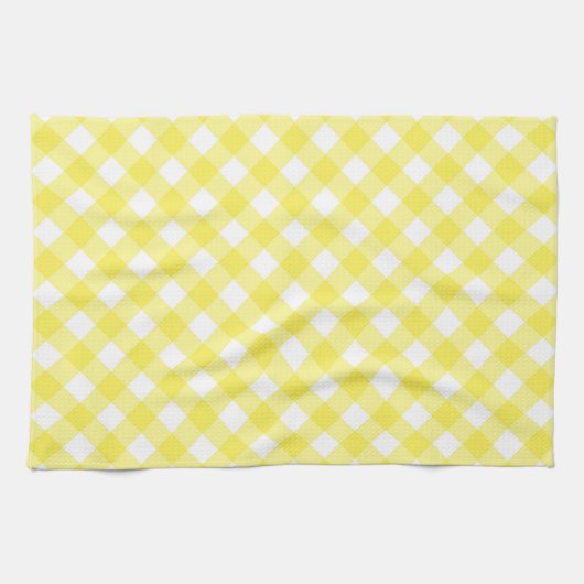 Sunny Yellow Gingham Pattern Theedoek (Horizontaal)