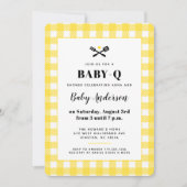Sunny Yellow Gingham Pset Baby shower BBQ Kaart (Voorkant)